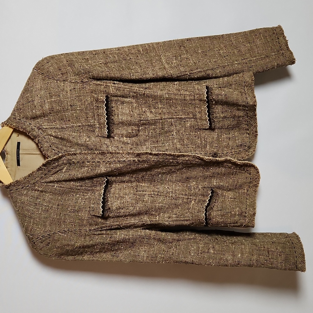 Elie Tahari Brown Blazer/Jacket Sz-Small Tweed-look Soft-feel